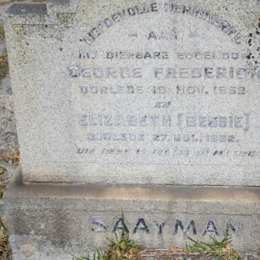 SAAYMAN George Frederick -1952 &amp; Elizabeth -1962