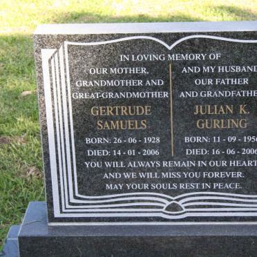 SAMUELS Gertrude 1928-2006 :: GURLING Julian K. 1956-2006 