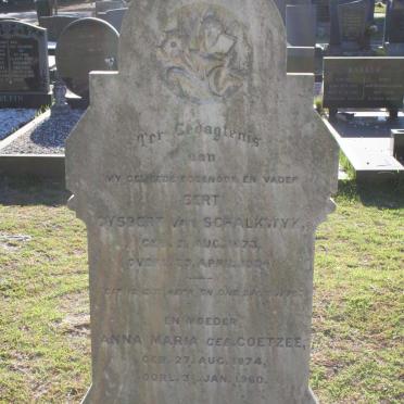 SCHALKWYK Gert Gysbert, van 1873-1924 &amp; Anna Maria COETZEE 1874-1960