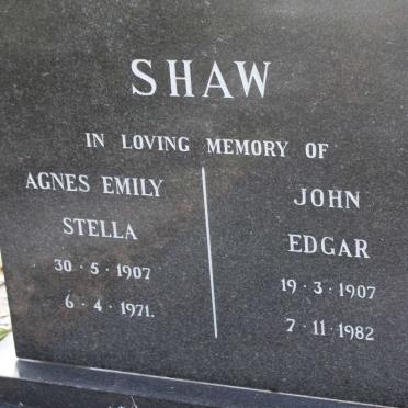 SHAW John Edgar 1907-1982 &amp; Agnes Emily Stella 1907-1971
