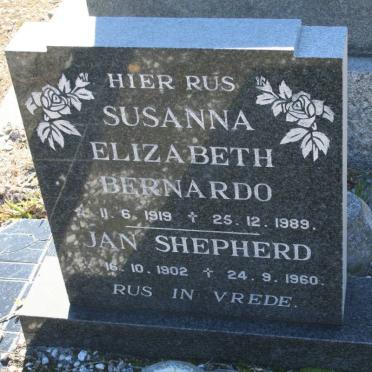SHEPHERD Jan 1902-1960 &amp; Susanna Elizabeth BERNARDO 1919-1989