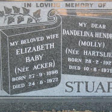 STUART Elizabeth Baby nee ACKER 1896-1972 :: STUART Dandelina Hendrina nee HARTSLIEF 1927-1979