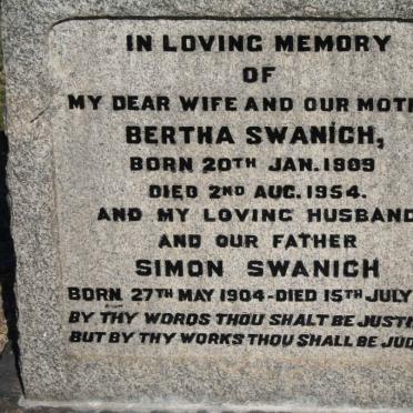 SWANICH Simon 1904-1970 &amp; Bertha 1909-1954