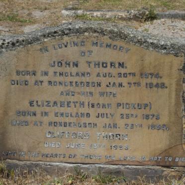 THORN John 1874-1946 &amp; Elizabeth PICKUP 1875-1955 :: THORN Clifford -1963