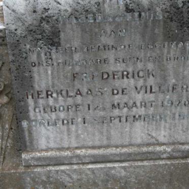 VILLIERS Frederick Herklaas, de 1920-1948