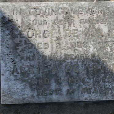 VILLIERS George, de - 1937 &amp; Aletta -1956