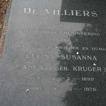 VILLIERS Lefina Susanna Lasea, de nee KRUGER 1899-1976