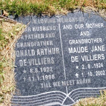 VILLIERS ?onald Arthur, de 1922-1998 &amp; Maude Jane 1924-2002