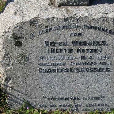 WESSELS Helen nee KOTZE 1893-1927