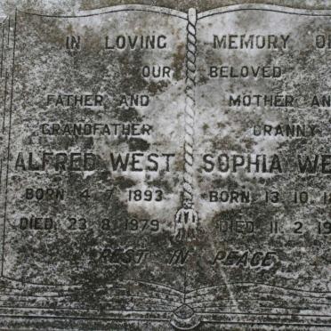 WEST Alfred 1893-1979 &amp; Sophia 1896-1979