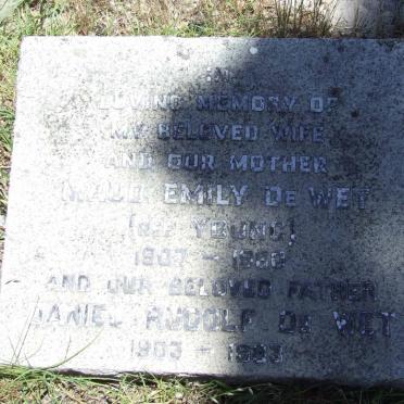 WET Daniel Rudolf, de 1903-1983 &amp; Maud Emily YOUNG 1907-1960