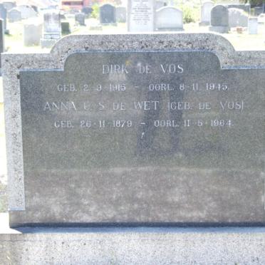 WET Anna C. S., de nee DE VOS 1879-1964 :: DE VOS Dirk 1915-1945