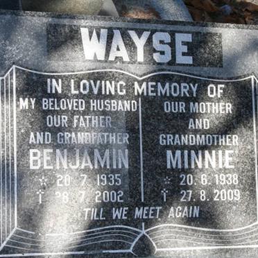 WAYSE Benjamin 1935-2002 &amp; Minnie 1938-2009