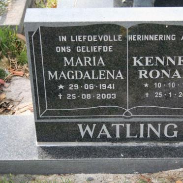 WATLING Kenneth Ronald 1930-2004 &amp; Maria Magdalena 1941-2003