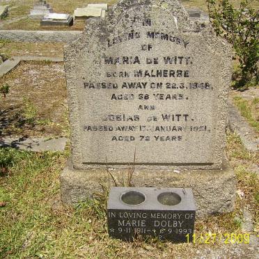 WITT  Josias, de -1951 &amp; Maria MALHERBE -1948 :: DOLBY Marie 1911-1993