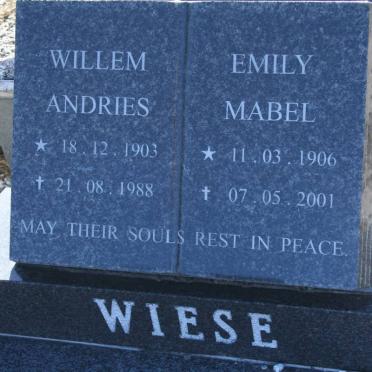 WIESE Willem Andries 1903-1988 &amp; Emily Mabel 1906-2001