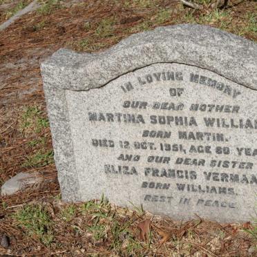 WILLIAMS Martina Sophia nee MARTIN -1951 :: VERMAAK Eliza Francis nee WILLIAMS