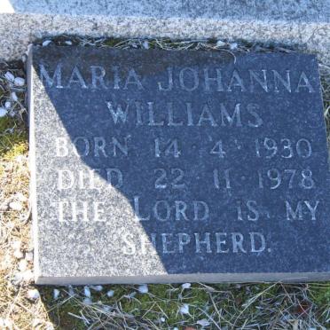 WILLIAMS George 1921-1964 &amp; Maria Johanna 1930-1978
