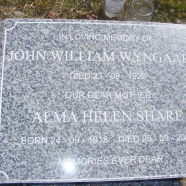 WYNGAARD John William -1926 &amp; Alma Helen Share 1918-2007