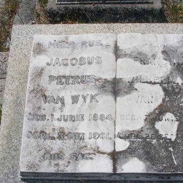 WYK Jacobus Petrus, van 1884-1961 &amp; Francina Wilhelmina 1898-1983