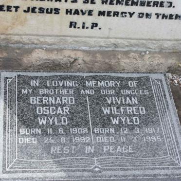 WYLD Joseph Ernest -1955 &amp; Katrina -1959 :: WYLD Bernard Oscar 1908-1992 &amp; Vivian Wilfred 1917-1995