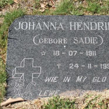 ? Johanna Hendrika nee SADIE 1911-1990