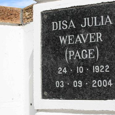 WAEVER Disa Julia nee PAGE 1922-2004