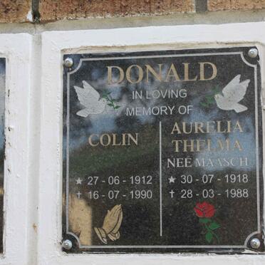 DONALD Colin 1912-1990 &amp; Aurelia Thelma MAACH 1918-1988
