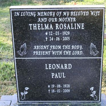 ? Leonard Paul 1928-2009 &amp; Thelma Rosaline 1929-2005