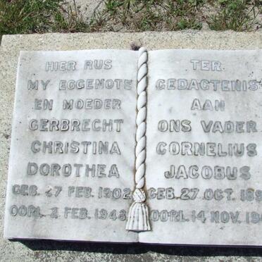 ? Cornelius Jacobus 1897-1961 &amp; Gerbrecht Christina Dorothea 1902-1948