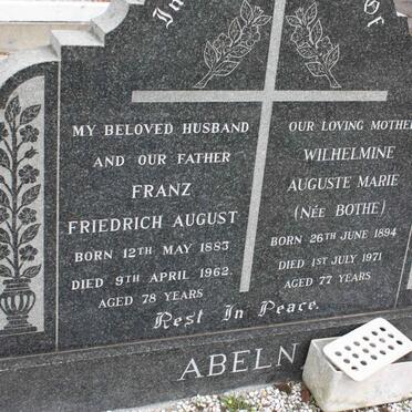 ABELN Franz Friedrich August 1883-1962 &amp; Wilhelmine Auguste Marie BOTHE 1894-1971