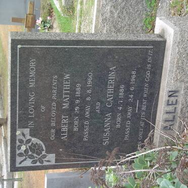 ALLEN Albert Matthew 1889-1960 &amp; Susanna Catherina 1886-1968