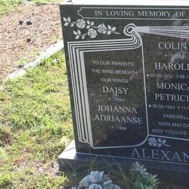 ALEXANDER Harold 1932-2008 &amp; Monica Patricia 1943-2009 :: ALEXANDER Colin -1959 :: ALEXANDER Daisy -1943