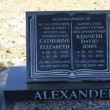 ALEXANDER Kenneth David John 1936-2010 &amp; Catherine Elizabeth 1930-2006