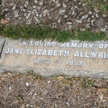 ALLWRIGHT Jane Elizabeth 1858-1957