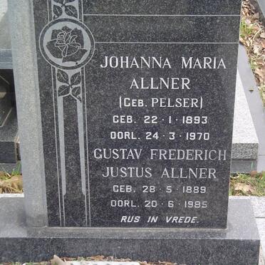 ALLNER Gustav Frederich Justus 1889-1985 &amp; Johanna Maria PELSER 1893-1970