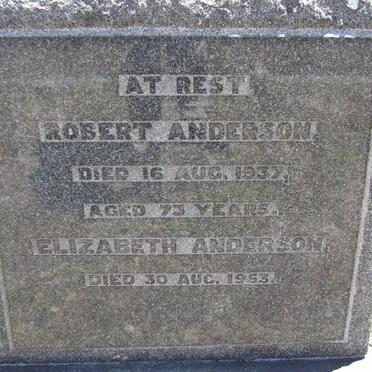 ANDERSON Robert -1937 &amp; Elizabeth -1953