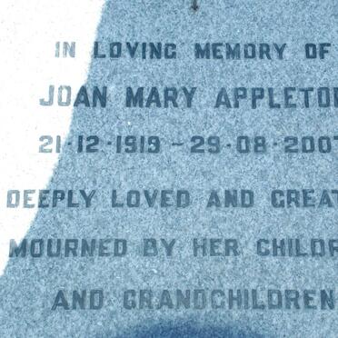 APPLETON Joan Mary 1919-2007