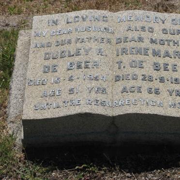 BEER Dudley R., de -1954 &amp; Irene Mary T. -1965