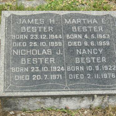 BESTER Nicholas J. 1924-1971 &amp; Nancy 1922-1976 ::BESTER James H. 1944-1959 ::  BESTER Martha E. 1953-1959 