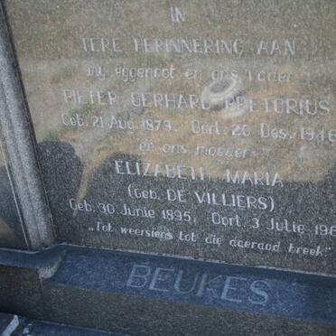 BEUKES Pieter Gerhard Pretorius 1879-1946 &amp; Elizabeth Maria DE VILLIERS 1895-1966