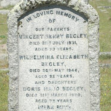 BEGLEY Vincent Henry -1931 &amp; Wilhelmina Elizabeth -1948