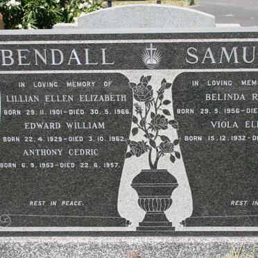 BENDALL Lillian Ellen Elizabeth 1901-1966 :: BENDALL Edward William 1929-1962 :: BENDALL Anthony Cedric 1953-1957