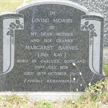 BARNES Margaret nee KAY 1878-1963