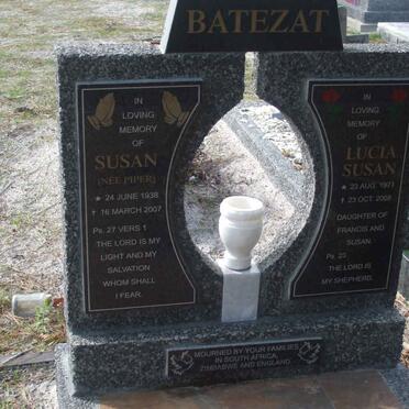 BATEZAT Susan nee PIPER 1938-2007 :: BATEZAT Lucia Susan 1971-2008