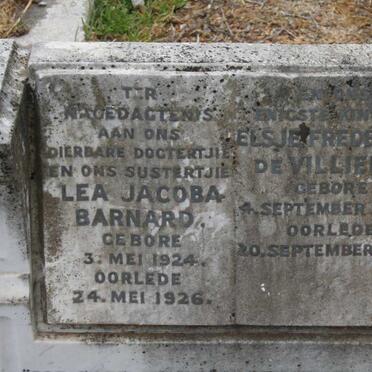 BARNARD Lea Jacoba 1924-1926 :: DE VILLIERS Elsje Frederika 1947-1947