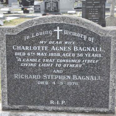 BAGNALL Richard Stephen -1978 &amp; Charlotte Agnes -1958