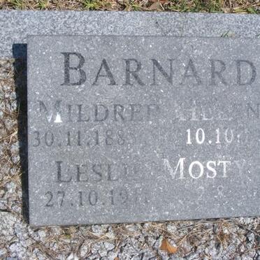 BARNARD Mildred Helena 1886-1939 :: BARNARD Leslie Mostyn 1912-2001