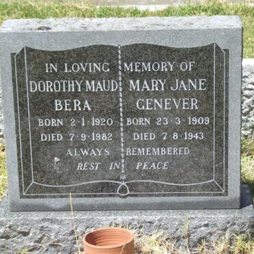 BERA Dorothy Maud 1920-1982 :: GENEVER Mary Jane 1909-1943