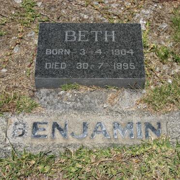 BENJAMIN Beth 1904-1995